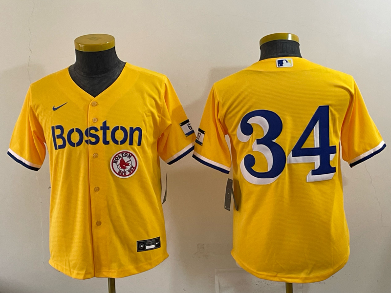 Youth 2025 Boston Red Sox #34 Ortiz yellow Game Nike MLB Jersey 003->youth mlb jersey->Youth Jersey